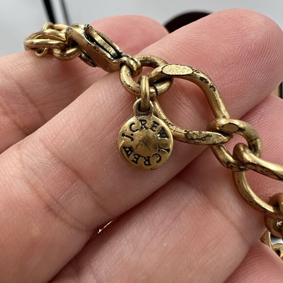 J. Crew Statement Necklace Champagne Crystal Rhinestone Chunky Bold Gold Tone - Picture 6 of 9